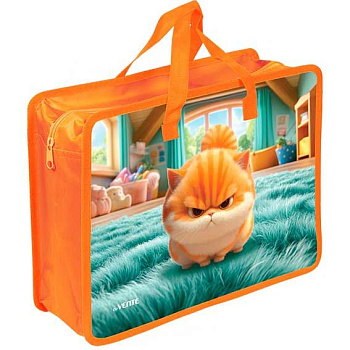 Папка пластик,с ручками А4 deVENTE "Angry Cat" 8057621 с расш.10см,400мкм,молния