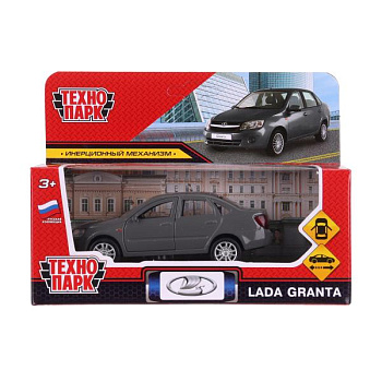 Машина Технопарк металл. Lada Granta серый (11,5см) инерц,откр.дв,в/к GRANTA-12-