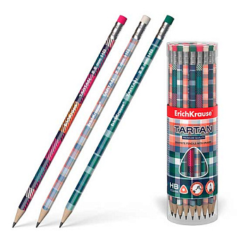 Карандаш ч/гр. с ласт. EK "Tartan" HB 56010 трехгран.,тубус 237318