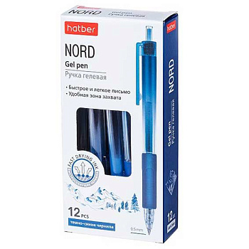 Ручка гелевая авт. ХАТ "Nord" 080027 синяя,0,5мм,к/к