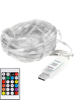 Умная" лента (10м,100 ламп RGB, IP44,16млн цветов, пульт,Bluetooth,APP) Светодиодная НУ-9799
