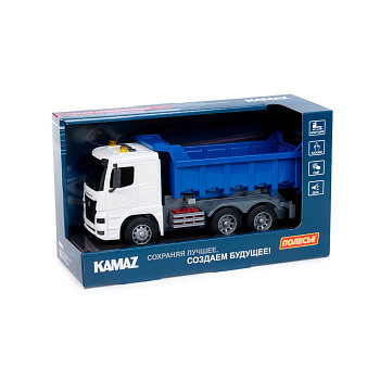 Автомобиль KAMAZ самосвал  (271х105х125) инерц. (свет, звук) в/к 07750 (Полесье)