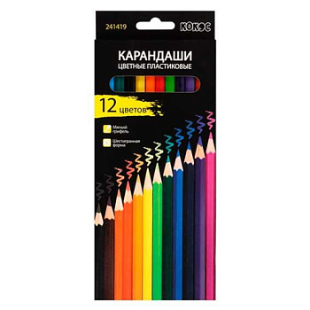 Карандаши пластик. 12цв. КОКОС ERGO "First" 241419 шестигр.,к/к,е/подв.