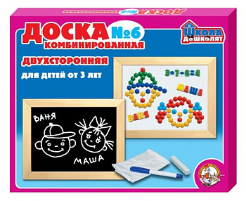 Доска комбинированная №6 (рус.алф, цифры, знаки, h25 мм, магн.шестигр.мозаика) неокр. 00999 (Дес.Кор