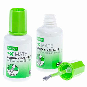Коррект. жидкость 20мл ХАТ X-Mate 071178 с кисточкой на хим. основе