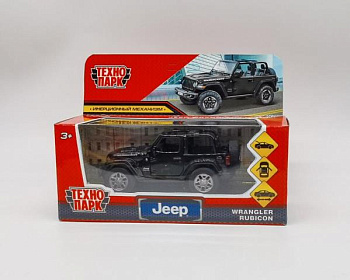 Машина Технопарк металл. Jeep Wrangler rubicon черный (11см) откр.дв,багаж,инерц RUBICON3D-12-BK