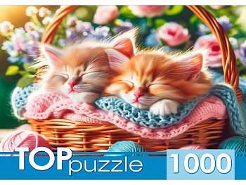 Пазлы (1000эл) Два котенка в корзине ХТП1000-8739