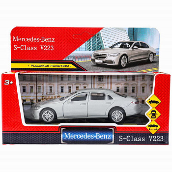 Машина Технопарк металл. Mercedes-Benz S-Class V223 серебристый (12см) откр.дв,б
