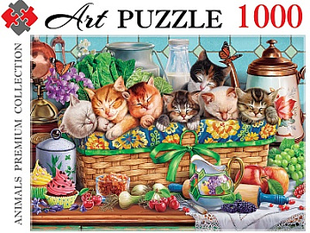 Пазлы (1000эл) Котята в корзинке Ф1000-0460