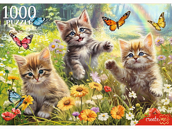Пазлы (1000эл) Котята и бабочки Ф1000-0198