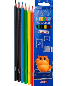 Карандаши пластик.  6цв. Проф-Пресс Profit "Котёнок мяу" КЦ-2619 шестигр.,2М,гри