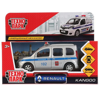 Машина Технопарк металл. Renault Kangoo Полиция (12см) откр.дв,инерц,в/к KANGOO-